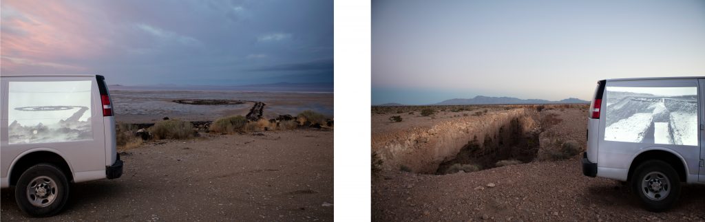 Doubles diptych (Spiral Jetty; Double Negative) 2016
