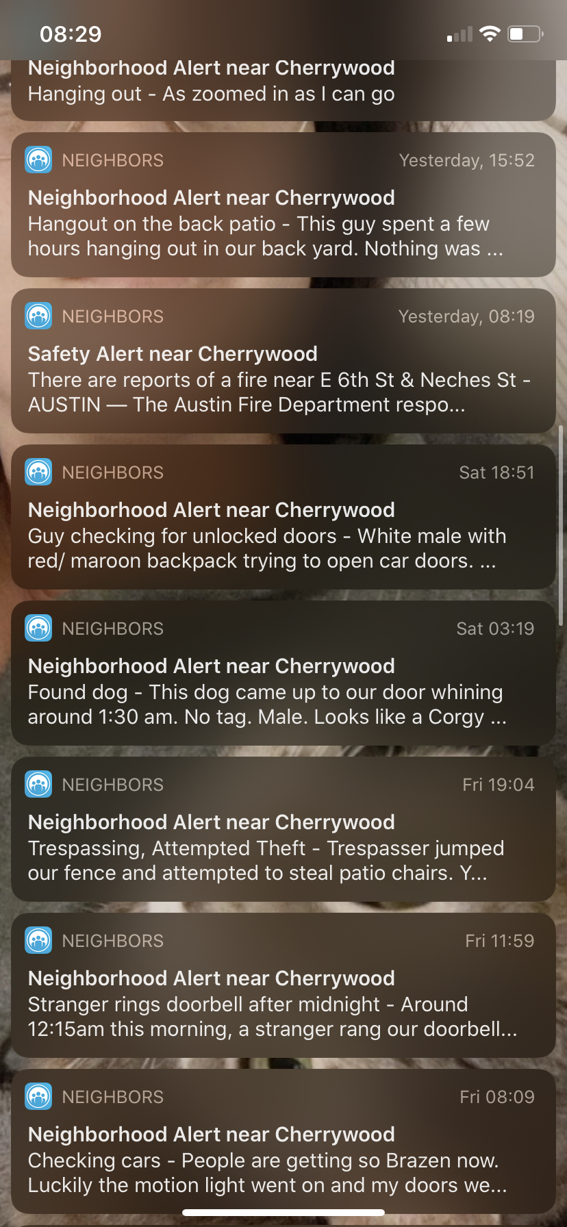Figure 6: Screenshot of notifications from July 17th-July 19th, 2020. Screenshot recorded on July 20, 2020.
