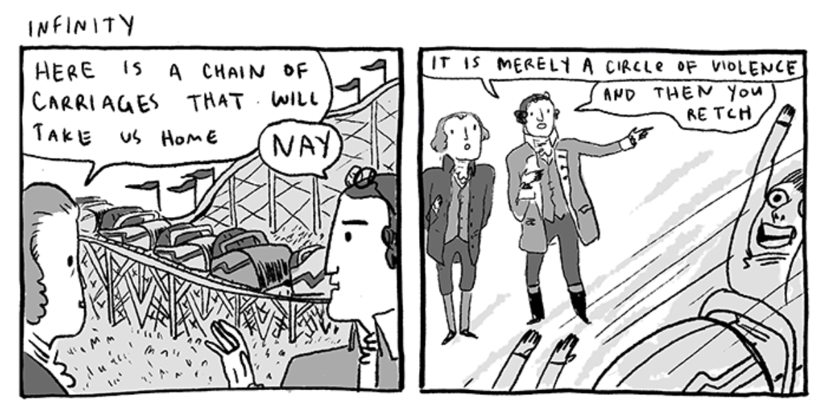 Figure 1: “Infinity” from the series Founding Fathers (Stuck in an Amusement Park) by Kate Beaton.