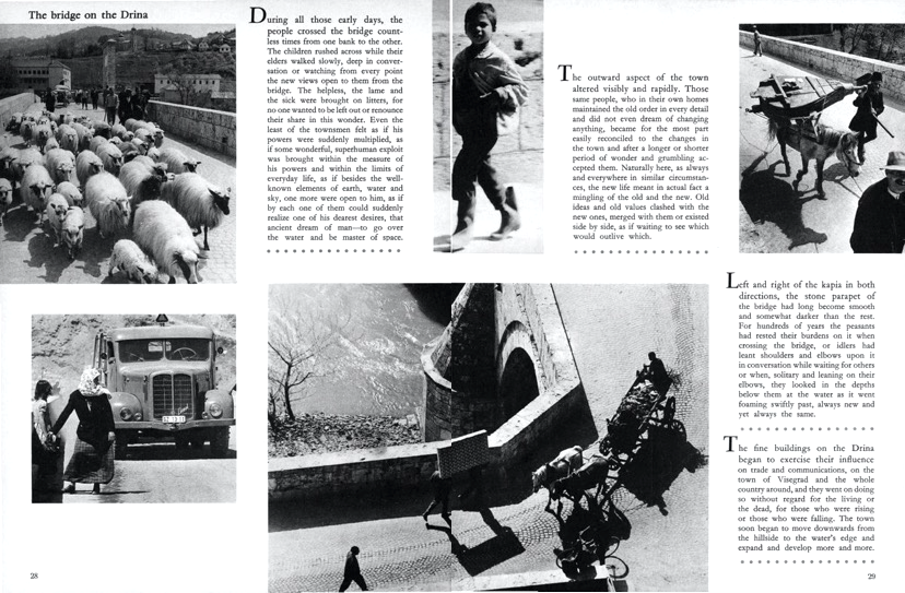 Figure 3: “The bridge on the Drina” in World Health (December 1962, 28-29) (Copyright Jean Mohr / WHO 1962)